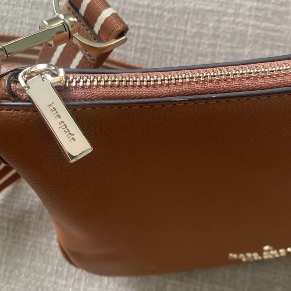 Kate Spade Tan Crossbody Bag with Striped Strap - Picture 12 of 15